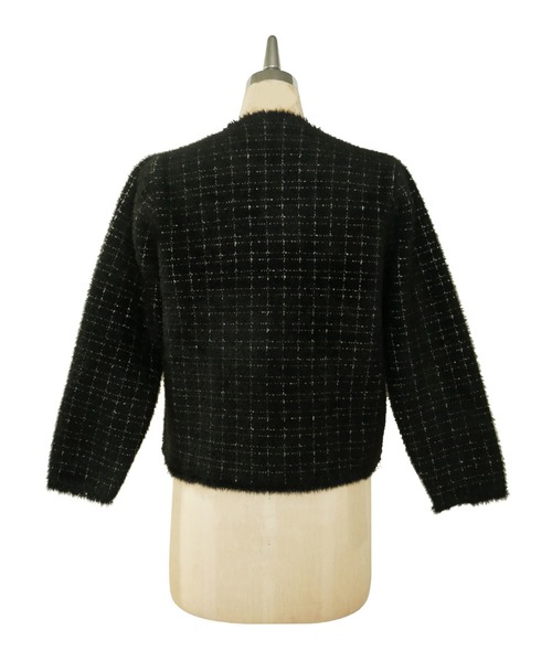 My shawty(マイシャウティー)の「classic knit jacket(ノーカラージャケット・レディース・ブラック/ライトブルー/アイボリー・FREE)」の21枚目の写真
