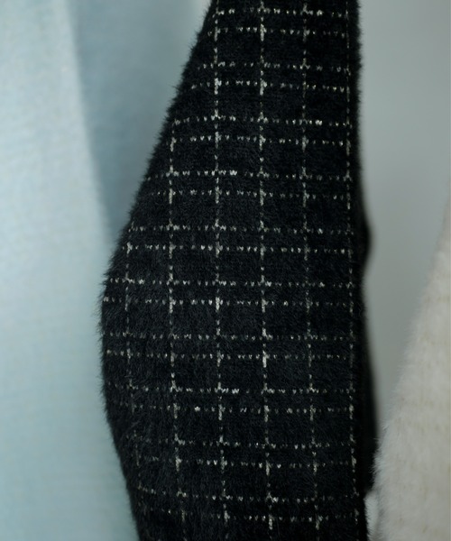My shawty(マイシャウティー)の「classic knit jacket(ノーカラージャケット・レディース・ブラック/ライトブルー/アイボリー・FREE)」の8枚目の写真