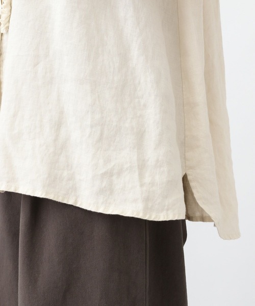 studio CLIP（スタディオクリップ）の「《natural by clip》14リネンフリルブラウス（シャツ/ブラウス・レディース・アイボリー/ブラック・FREE）」の7枚目の写真