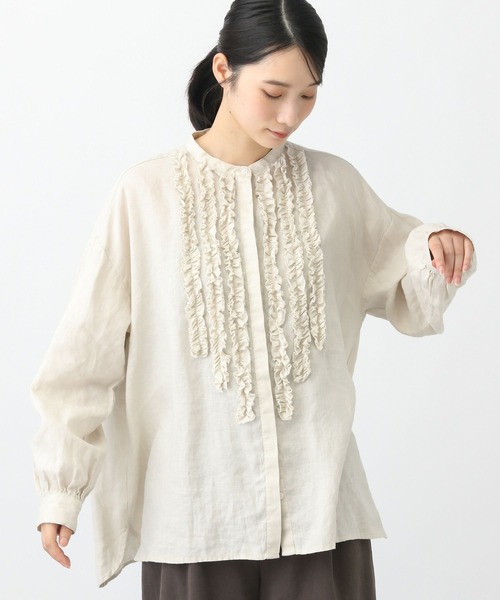 studio CLIP（スタディオクリップ）の「《natural by clip》14リネンフリルブラウス（シャツ/ブラウス・レディース・アイボリー/ブラック・FREE）」の22枚目の写真