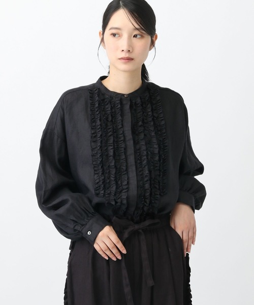 studio CLIP（スタディオクリップ）の「《natural by clip》14リネンフリルブラウス（シャツ/ブラウス・レディース・アイボリー/ブラック・FREE）」の11枚目の写真