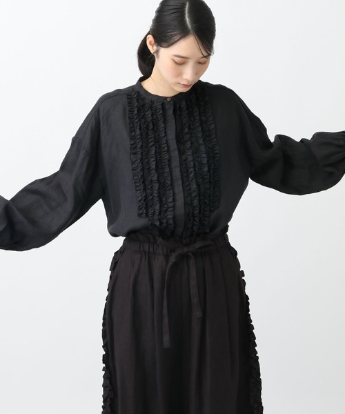 studio CLIP（スタディオクリップ）の「《natural by clip》14リネンフリルブラウス（シャツ/ブラウス・レディース・アイボリー/ブラック・FREE）」の15枚目の写真