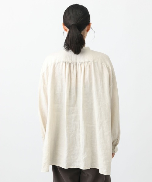 studio CLIP（スタディオクリップ）の「《natural by clip》14リネンフリルブラウス（シャツ/ブラウス・レディース・アイボリー/ブラック・FREE）」の4枚目の写真