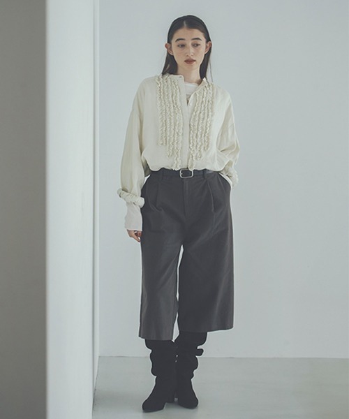 studio CLIP（スタディオクリップ）の「《natural by clip》14リネンフリルブラウス（シャツ/ブラウス・レディース・アイボリー/ブラック・FREE）」の21枚目の写真