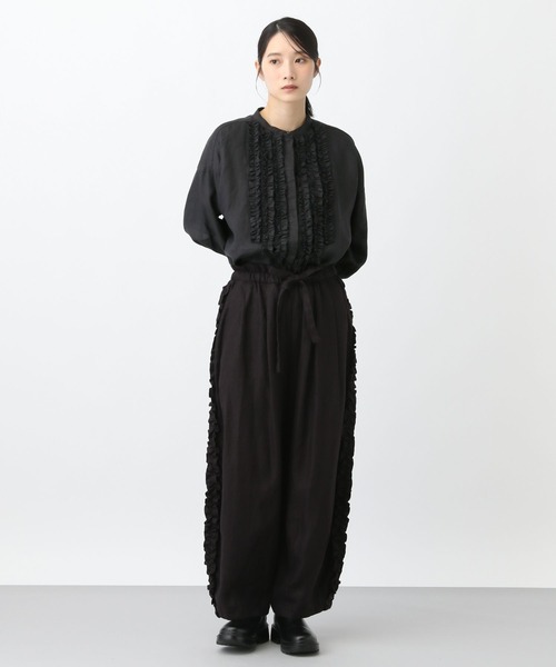 studio CLIP（スタディオクリップ）の「《natural by clip》14リネンフリルブラウス（シャツ/ブラウス・レディース・アイボリー/ブラック・FREE）」の17枚目の写真