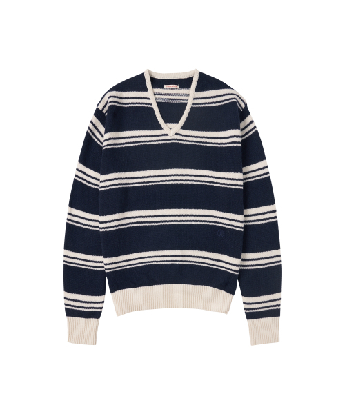 VANONE ATELIER(バノンアトリエ)の「KN4253 ウールストライプニット_Navy(ニット/セーター・レディース・ネイビー・FREE)」の2枚目の写真