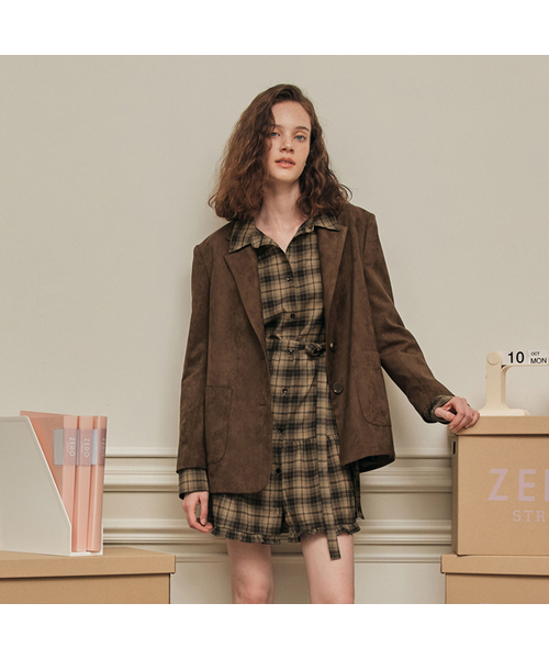 ZEROSTREET(ゼロストリート)の「バックスリットスエードジャケット / ブラウン(ライダースジャケット・レディース・ブラウン・SMALL/MEDIUM)」の1枚目の写真