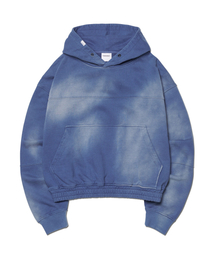 STAIN WASHED HOODIE - WASHED BLUE
