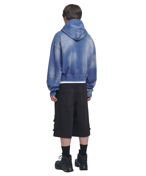 NOMANUAL(NOMANUAL)の「STAIN WASHED HOODIE - WASHED BLUE(パーカー・レディース・その他・MEDIUM/LARGE/SMALL)」の4枚目の写真