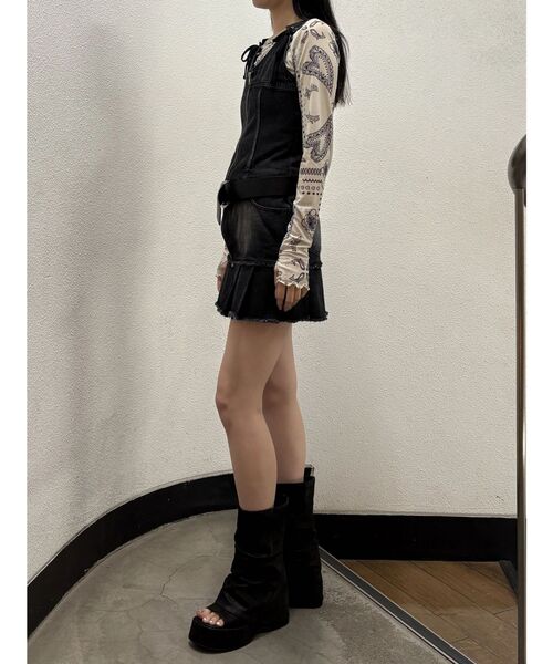 EMODA（エモダ）の「プリーツヘムレイヤードデニムワンピース（ワンピース・レディース・ブラック/インディゴブルー・SMALL/MEDIUM）」の9枚目の写真