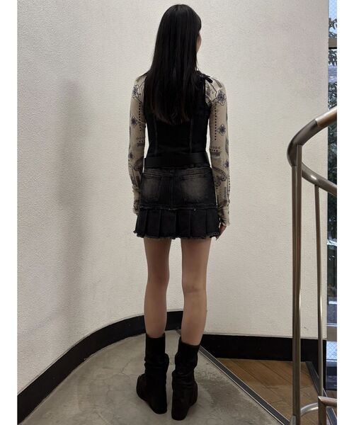 EMODA（エモダ）の「プリーツヘムレイヤードデニムワンピース（ワンピース・レディース・ブラック/インディゴブルー・SMALL/MEDIUM）」の10枚目の写真