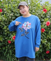 153713：仲宗根泉(HY)コラボ アート柄花柄チュニック