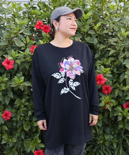 セール】153713:仲宗根泉(HY)コラボ アート柄花柄チュニック セール】153713:仲宗根泉(HY)コラボ アート柄花柄チュニック