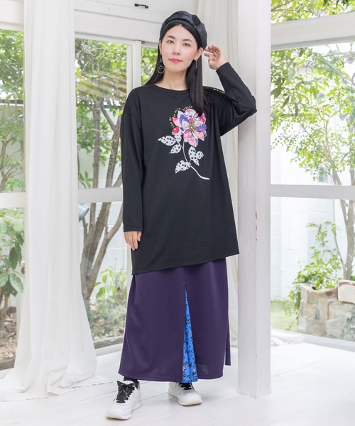 セール】153713：仲宗根泉(HY)コラボ アート柄花柄チュニック