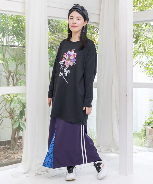 153713：仲宗根泉(HY)コラボ アート柄花柄チュニック（チュニック