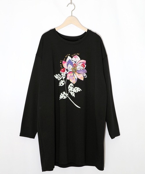 ScoLar（スカラー）の「153713：仲宗根泉(HY)コラボ アート柄花柄チュニック（チュニック・レディース・ブルー/ブラック・M）」の20枚目の写真