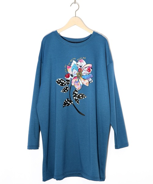 ScoLar（スカラー）の「153713：仲宗根泉(HY)コラボ アート柄花柄チュニック（チュニック・レディース・ブルー/ブラック・M）」の22枚目の写真