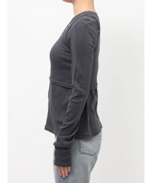 Ungrid(アングリッド)の「ハトメデザインレイヤードロングスリーブTee(Tシャツ/カットソー・レディース・チャコールグレー/オフホワイト・FREE)」の19枚目の写真