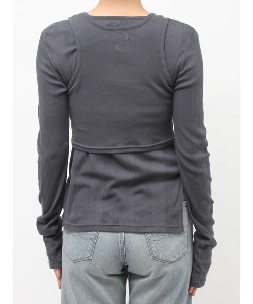 Ungrid(アングリッド)の「ハトメデザインレイヤードロングスリーブTee(Tシャツ/カットソー・レディース・チャコールグレー/オフホワイト・FREE)」の20枚目の写真