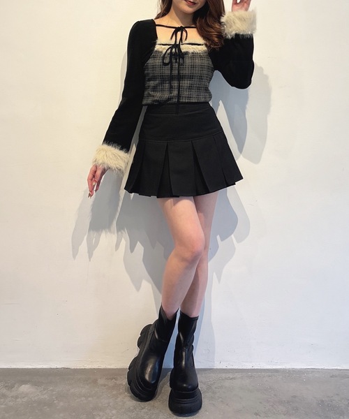 one way(ワンウェイ)の「レイヤードスカパン(スカート・レディース・ブラック/ブラウン系その他/ブラック系その他・FREE)」の9枚目の写真