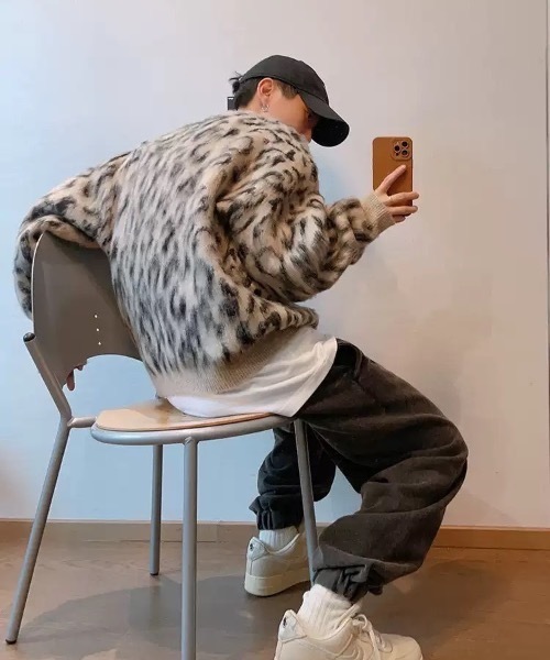 Serengeti catalog.lom レオパード ニットジャケット XL セール】レオパードルーズニット 【ユニセックス商品】（ニット