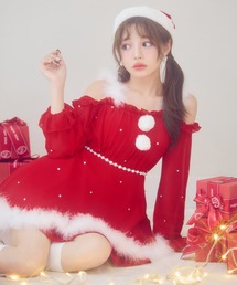 クロスネックバストオープンサンタコスプレ【サンタコス 3点セット