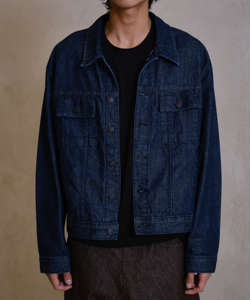 DIVEIN(ダイブイン)の「LOOSED DENIM TRUCKER JACKET (INDIGO)(デニムジャケット・メンズ・その他・1/2/0)」の1枚目の写真