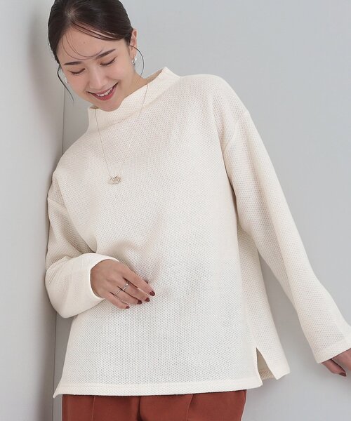 SHOO・LA・RUE(シューラルー)の「【あったか/洗濯機可/S-LL】インせず着られる モックネック ニットソートップス(Tシャツ/カットソー・レディース・アイボリー/ブラウン系その他/グレー・01/02/03/04)」の1枚目の写真