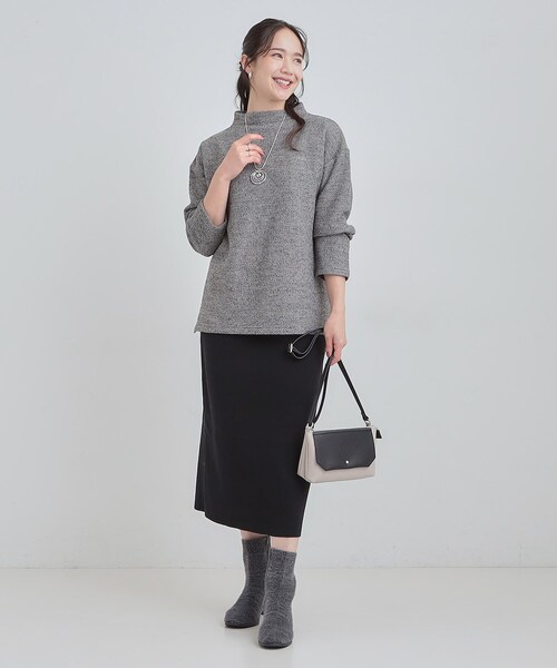 SHOO・LA・RUE(シューラルー)の「【あったか/洗濯機可/S-LL】インせず着られる モックネック ニットソートップス(Tシャツ/カットソー・レディース・アイボリー/ブラウン系その他/グレー・01/02/03/04)」の22枚目の写真