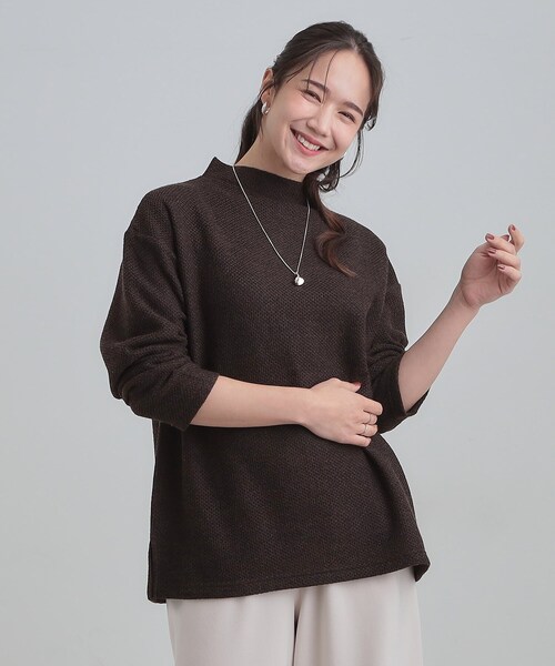 SHOO・LA・RUE(シューラルー)の「【あったか/洗濯機可/S-LL】インせず着られる モックネック ニットソートップス(Tシャツ/カットソー・レディース・アイボリー/ブラウン系その他/グレー・01/02/03/04)」の20枚目の写真