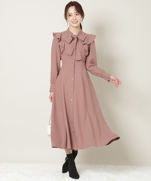 WILLSELECTION(ウィルセレクション)の「リボンタイラッフルフレアワンピース(ワンピース・レディース・チャコールグレー/ブラック系その他/ピンク・FREE)」の18枚目の写真