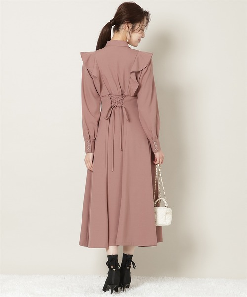 WILLSELECTION(ウィルセレクション)の「リボンタイラッフルフレアワンピース(ワンピース・レディース・チャコールグレー/ブラック系その他/ピンク・FREE)」の20枚目の写真