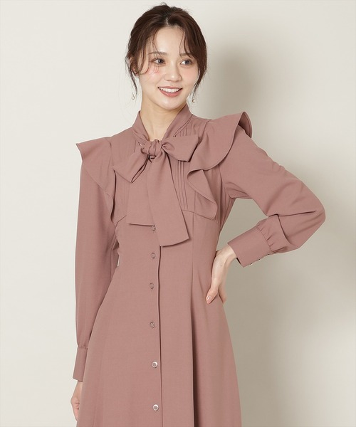 WILLSELECTION(ウィルセレクション)の「リボンタイラッフルフレアワンピース(ワンピース・レディース・チャコールグレー/ブラック系その他/ピンク・FREE)」の21枚目の写真