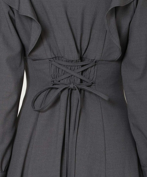 WILLSELECTION(ウィルセレクション)の「リボンタイラッフルフレアワンピース(ワンピース・レディース・チャコールグレー/ブラック系その他/ピンク・FREE)」の16枚目の写真