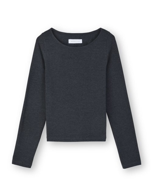 BROWNYARD(ブラウンヤード)の「W スクープネックロングスリーブ、チャコール(Tシャツ/カットソー・レディース・その他・1/2)」の1枚目の写真
