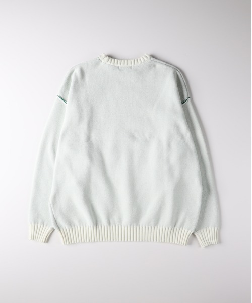 BACK NUMBER(バックナンバー)の「【BACK NUMBER】モールニットロゴクルーネックセーター (ダブルジャガード / ゆったりシルエット / カジュアルスタイル / リブデザイン)(ニット/セーター・メンズ・ホワイト/ネイビー/ダークグレー・M/L/XL)」の5枚目の写真