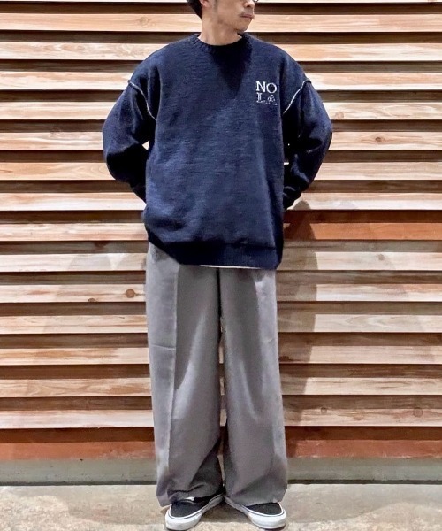 BACK NUMBER(バックナンバー)の「【BACK NUMBER】モールニットロゴクルーネックセーター (ダブルジャガード / ゆったりシルエット / カジュアルスタイル / リブデザイン)(ニット/セーター・メンズ・ホワイト/ネイビー/ダークグレー・M/L/XL)」の22枚目の写真