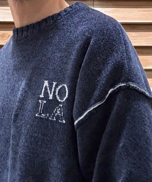 BACK NUMBER(バックナンバー)の「【BACK NUMBER】モールニットロゴクルーネックセーター (ダブルジャガード / ゆったりシルエット / カジュアルスタイル / リブデザイン)(ニット/セーター・メンズ・ホワイト/ネイビー/ダークグレー・M/L/XL)」の20枚目の写真