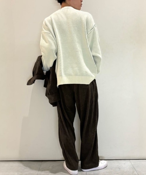 BACK NUMBER(バックナンバー)の「【BACK NUMBER】モールニットロゴクルーネックセーター (ダブルジャガード / ゆったりシルエット / カジュアルスタイル / リブデザイン)(ニット/セーター・メンズ・ホワイト/ネイビー/ダークグレー・M/L/XL)」の17枚目の写真
