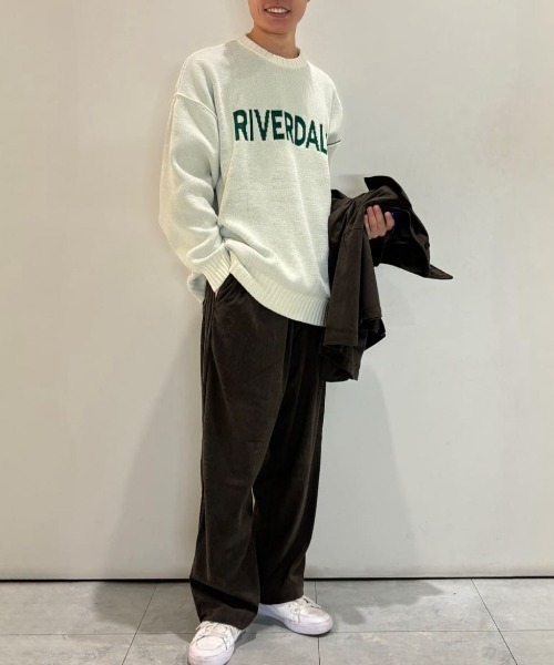 BACK NUMBER(バックナンバー)の「【BACK NUMBER】モールニットロゴクルーネックセーター (ダブルジャガード / ゆったりシルエット / カジュアルスタイル / リブデザイン)(ニット/セーター・メンズ・ホワイト/ネイビー/ダークグレー・M/L/XL)」の16枚目の写真