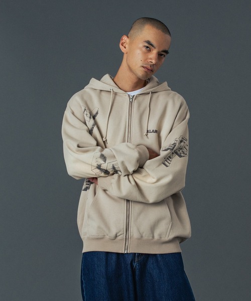 XLARGE(エクストララージ)の「GEOMETRIC ZIP UP HOODED SWEATSHIRT(パーカー・メンズ・ブラック/ベージュ/ネイビー・S/M/L/XL)」の3枚目の写真