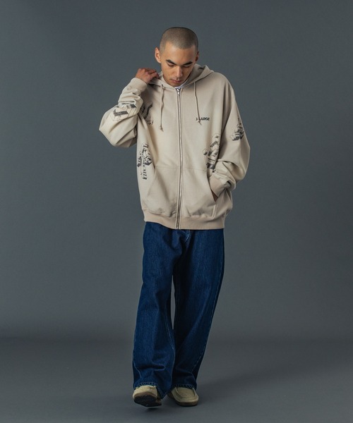 XLARGE(エクストララージ)の「GEOMETRIC ZIP UP HOODED SWEATSHIRT(パーカー・メンズ・ブラック/ベージュ/ネイビー・S/M/L/XL)」の4枚目の写真