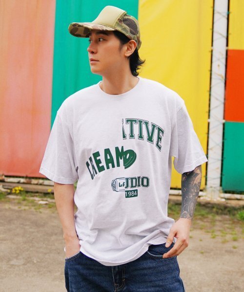 CREAM SODA LAB（クリームソーダラボ）の「1984クリエイティブ半袖Tシャツライトグレーグリーン（Tシャツ/カットソー・メンズ・その他・LARGE/MEDIUM/X-LARGE/XX-LARGE）」の3枚目の写真