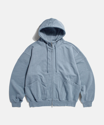 ESPIONAGE | Ribbed Shoulder Zip-Up Hoodie Misty Blue(スウェット)