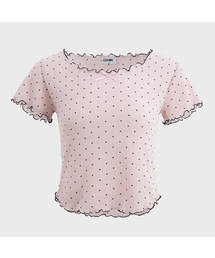 PLASMASPHERE（プラズマスフィア）の「ジャムウェーブリボンドットパターンTシャツ_ピンク（Tシャツ/カットソー）」