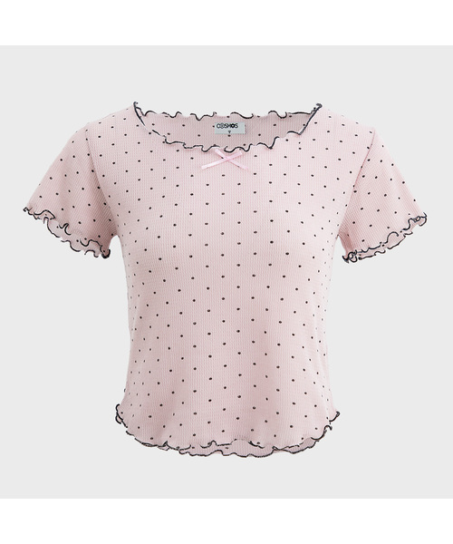 PLASMASPHERE(プラズマスフィア)の「ジャムウェーブリボンドットパターンTシャツ_ピンク(Tシャツ/カットソー・レディース・PINK・FREE)」の1枚目の写真