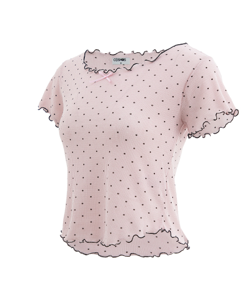 PLASMASPHERE(プラズマスフィア)の「ジャムウェーブリボンドットパターンTシャツ_ピンク(Tシャツ/カットソー・レディース・PINK・FREE)」の2枚目の写真