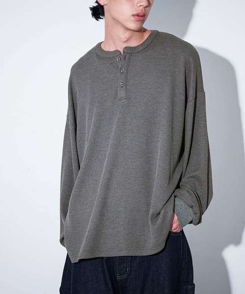 MDR(エムディアール)の「ヘンリーネック ワッフル サーマルロンT(Tシャツ/カットソー・メンズ・ブラック/グレー・L/M)」の18枚目の写真
