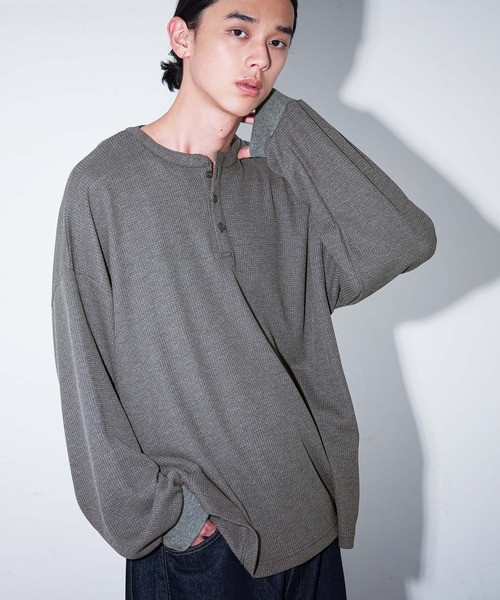 MDR(エムディアール)の「ヘンリーネック ワッフル サーマルロンT(Tシャツ/カットソー・メンズ・ブラック/グレー・L/M)」の19枚目の写真