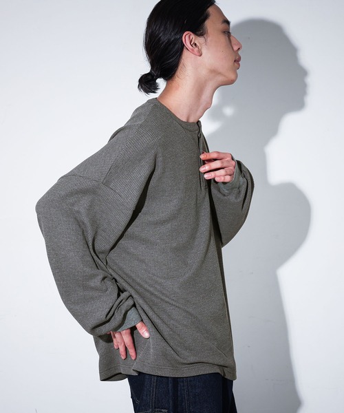 MDR(エムディアール)の「ヘンリーネック ワッフル サーマルロンT(Tシャツ/カットソー・メンズ・ブラック/グレー・L/M)」の21枚目の写真